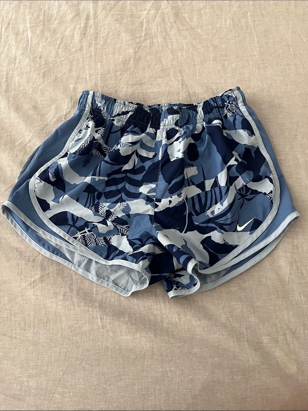 Nike Women's Blue Camo Athletic Shorts